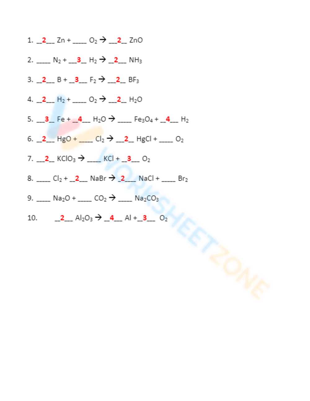 balancing act worksheet answers key