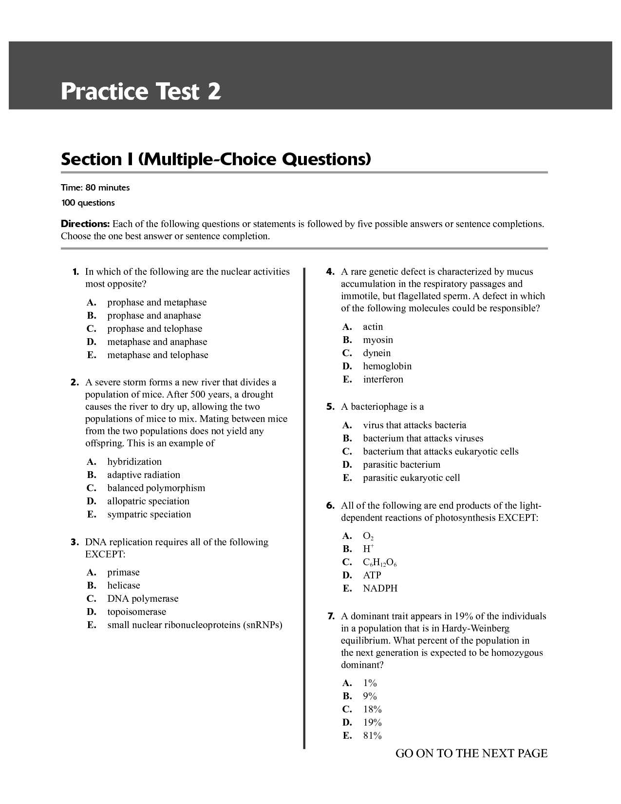 biology end of course exam practice answers