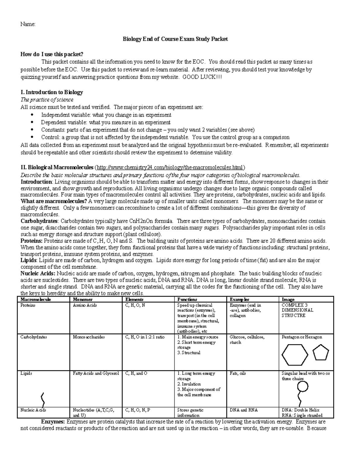 biology eoc study guide with practice questions answers