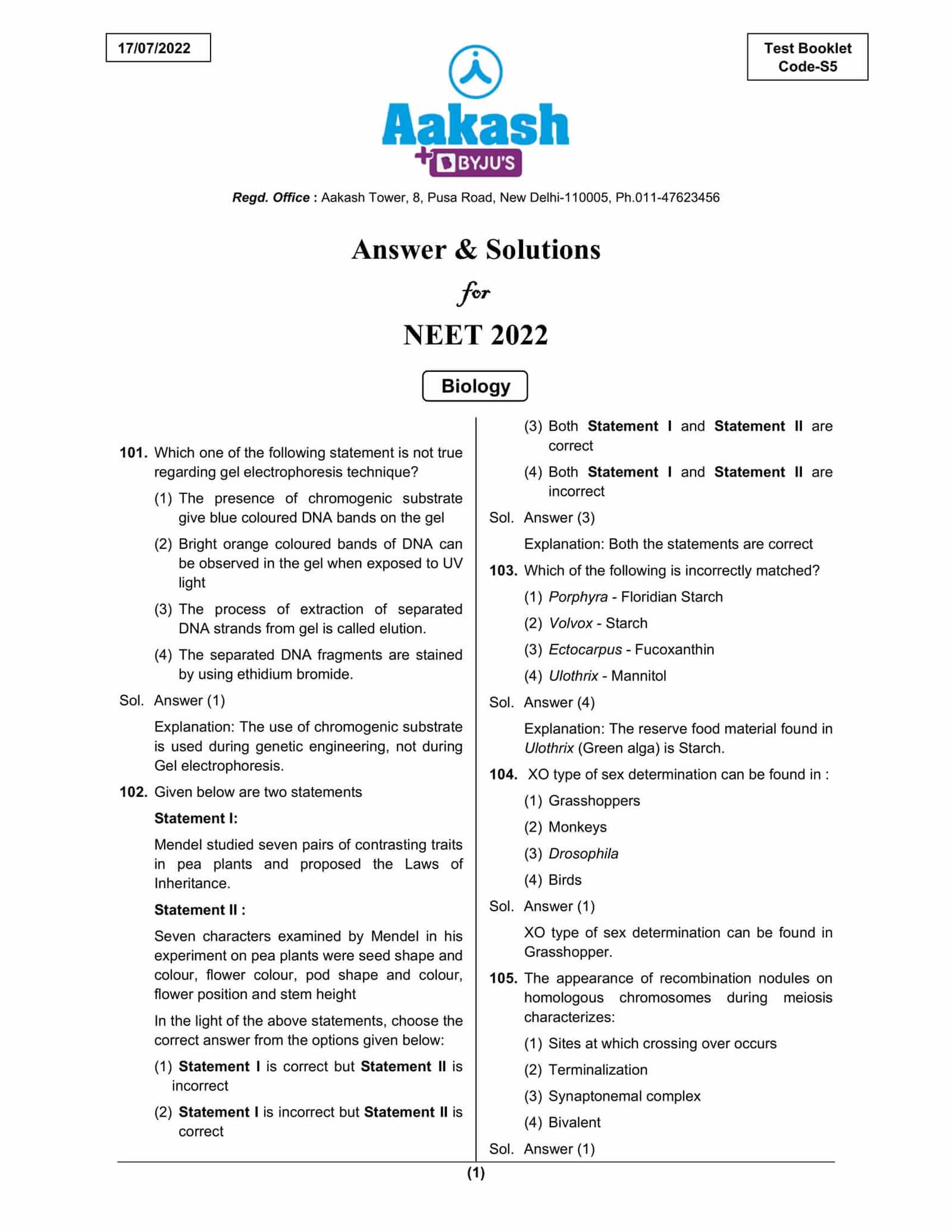 biology final exam questions and answers