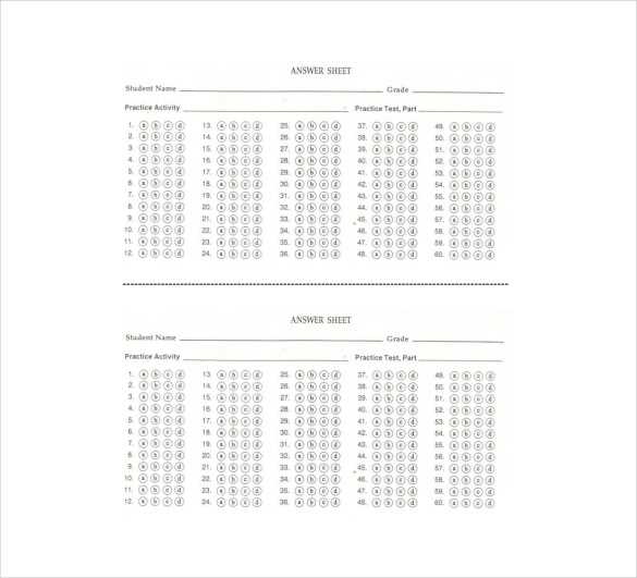 blank answer sheet 200 questions