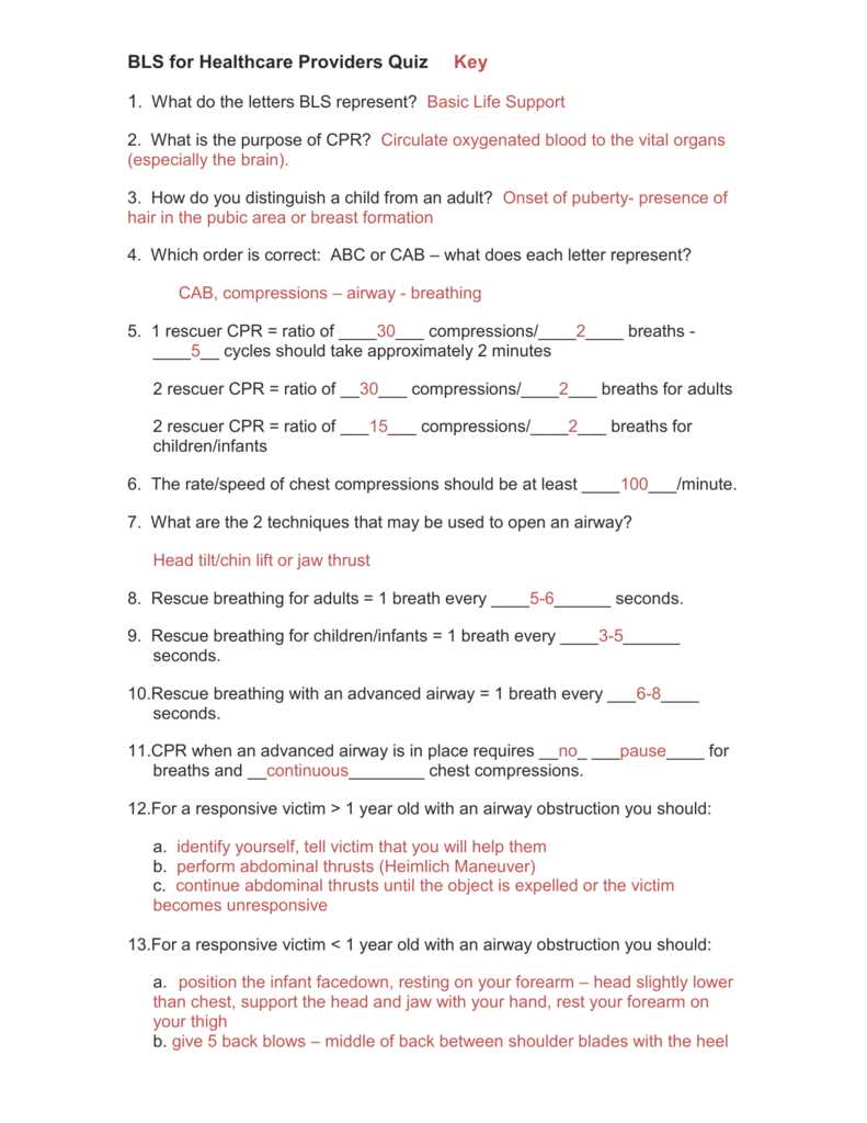 bls exam b answers