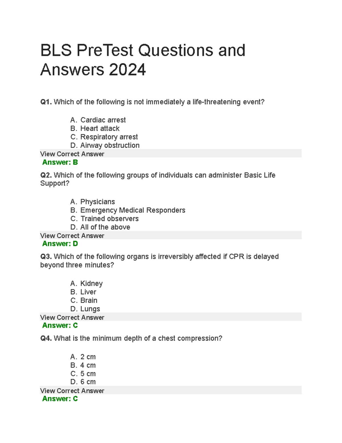 bls online test answers