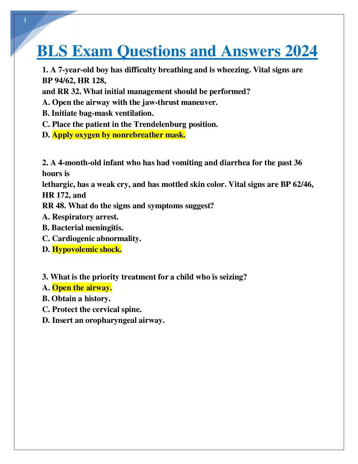 bls online test answers