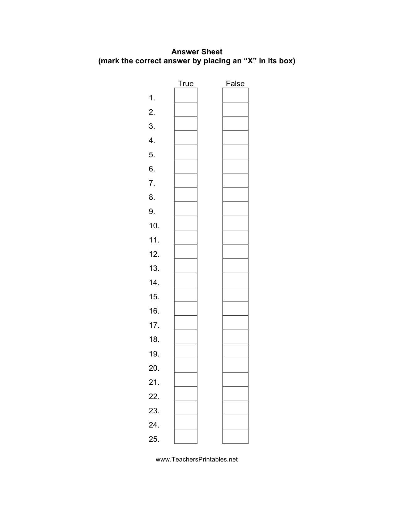 bubble answer sheet 1 50