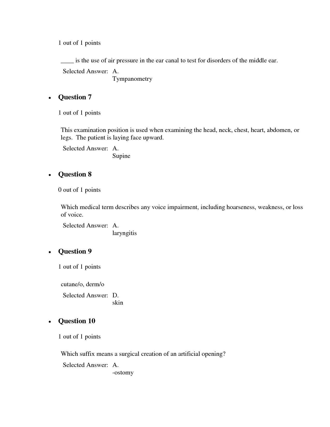 caduceus medical terminology final exam answers