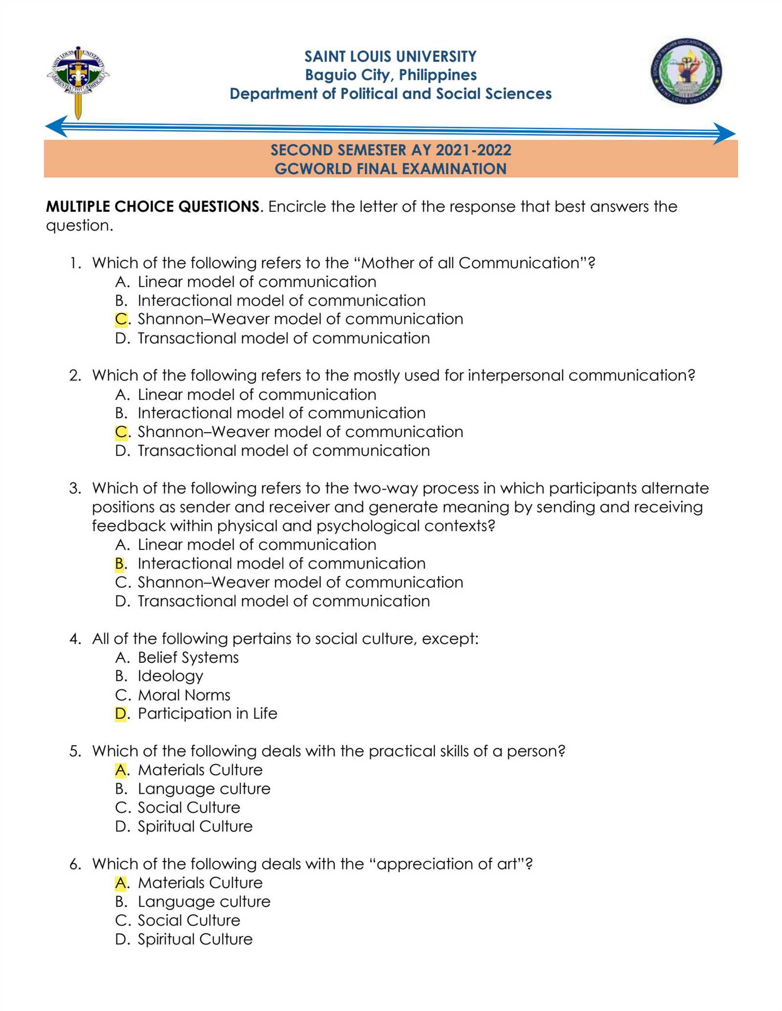 cengage final exam answers