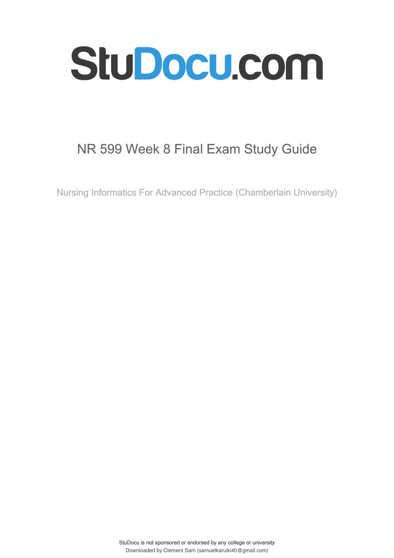 chamberlain nr 599 final exam answers