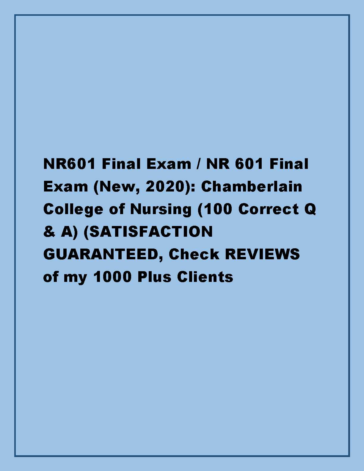 chamberlain nr 599 final exam answers