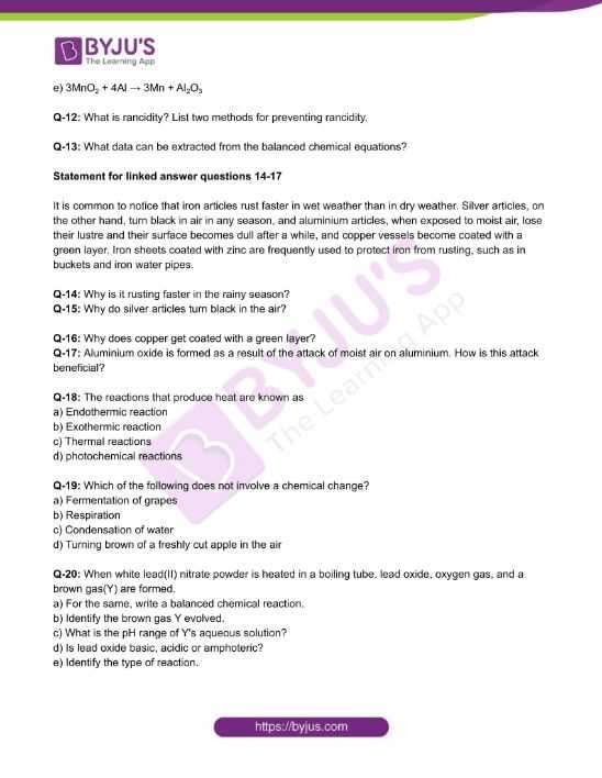 chapter 10 assessment chemistry answer key