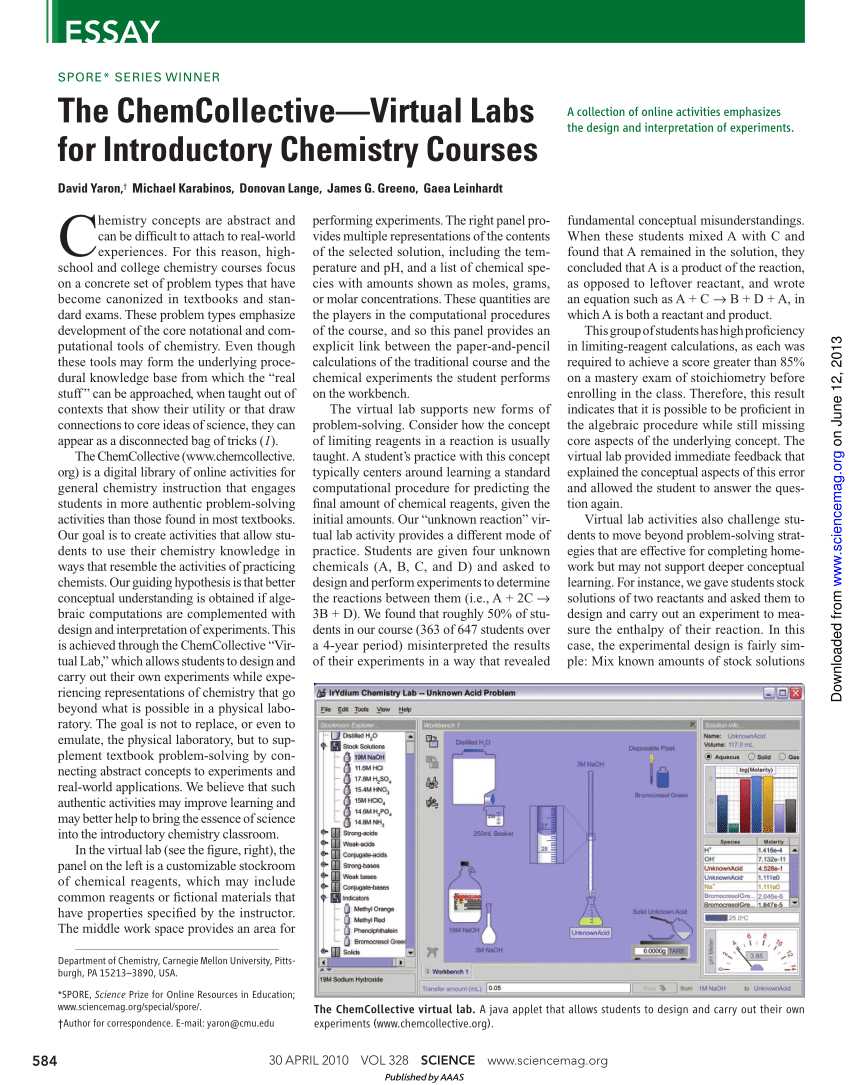 chemcollective virtual lab answers