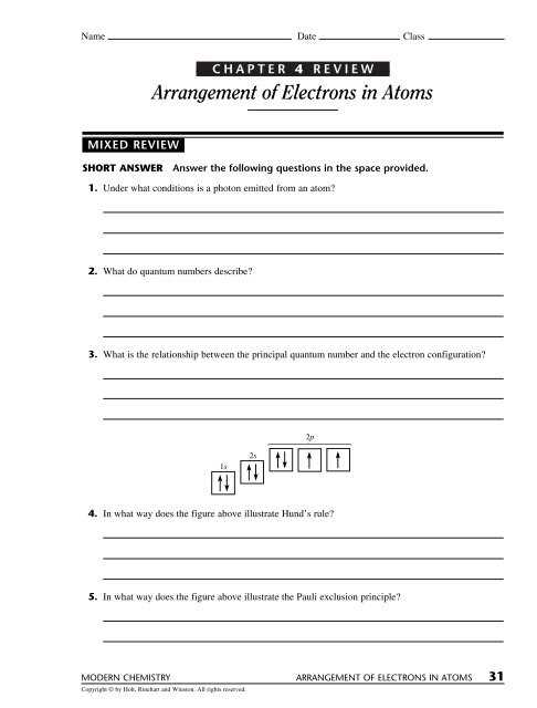 chemistry unit 4 review answers