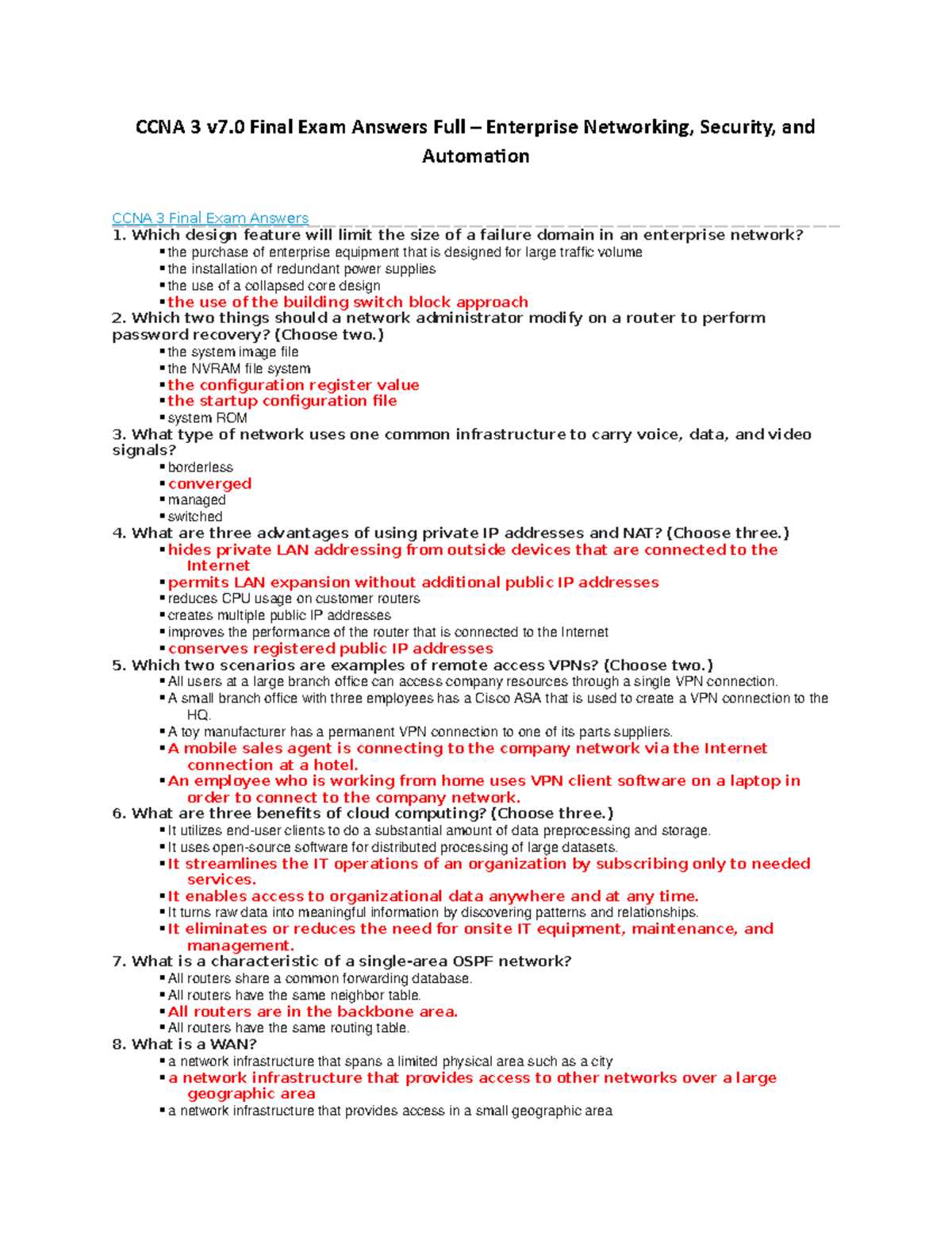 cisco chapter 10 exam answers