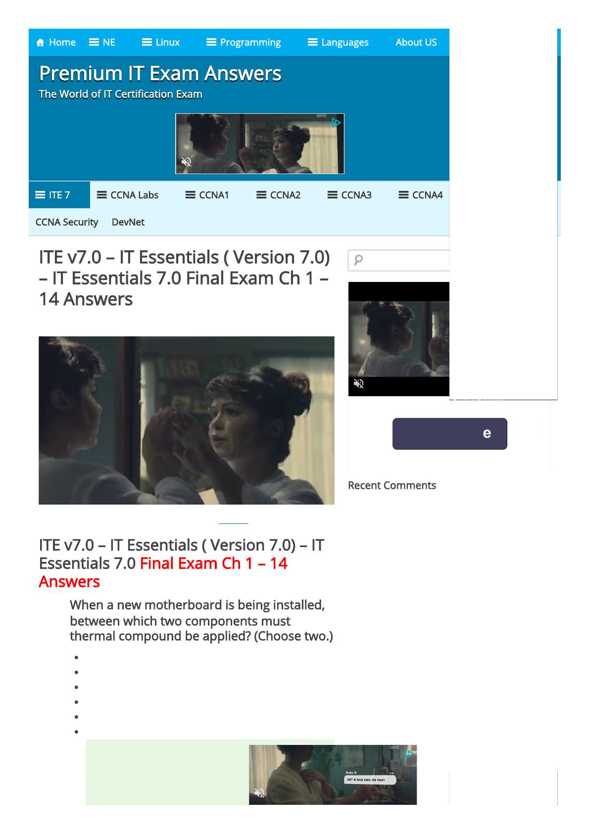 cisco ite chapter 6 exam answers