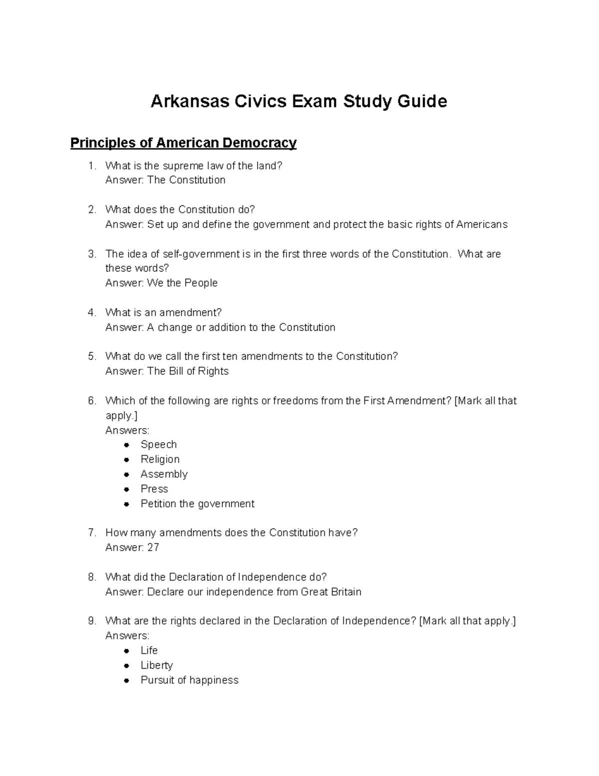 civics end of course exam study guide answers