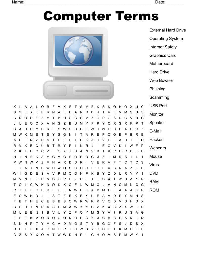 computer terms word search answers