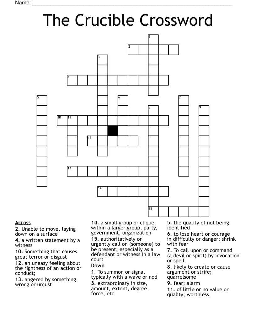 crossword clues the crucible answers