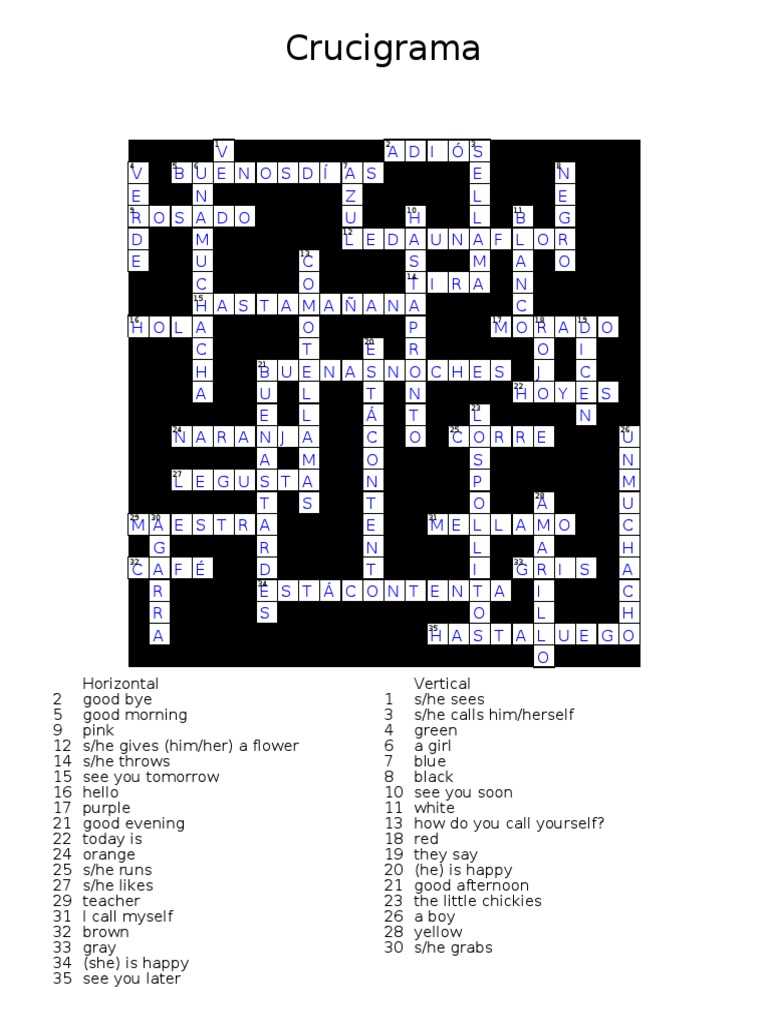 crucigrama crossword puzzle answers