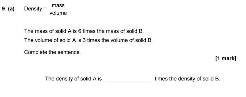 density exam questions and answers