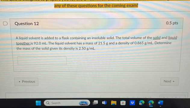 density exam questions and answers