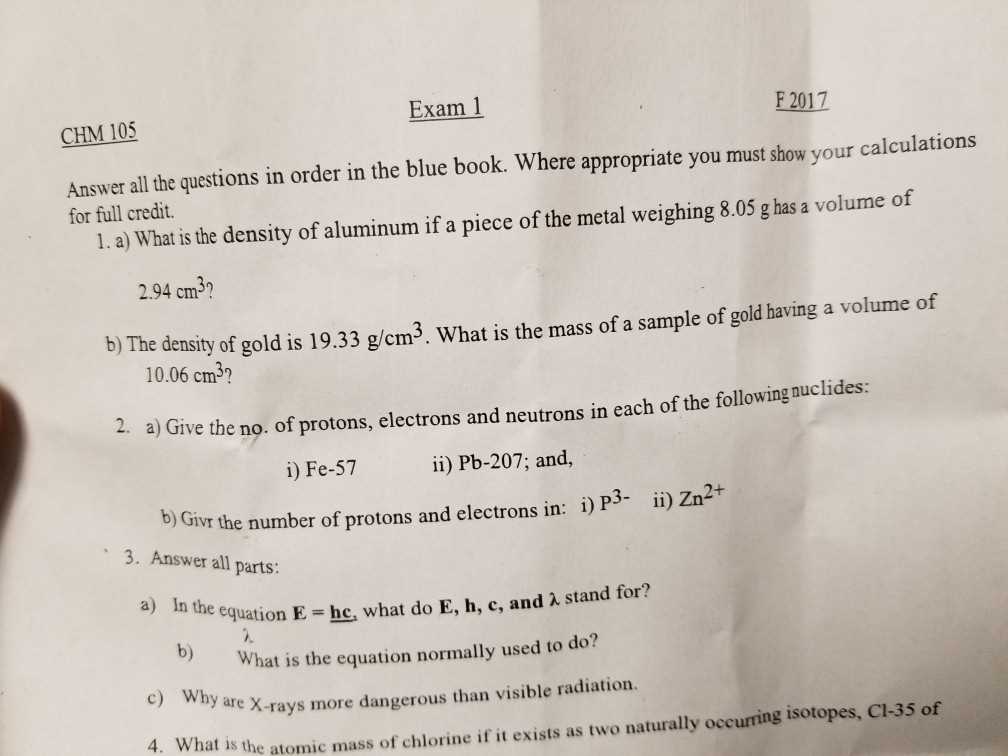 density exam questions and answers