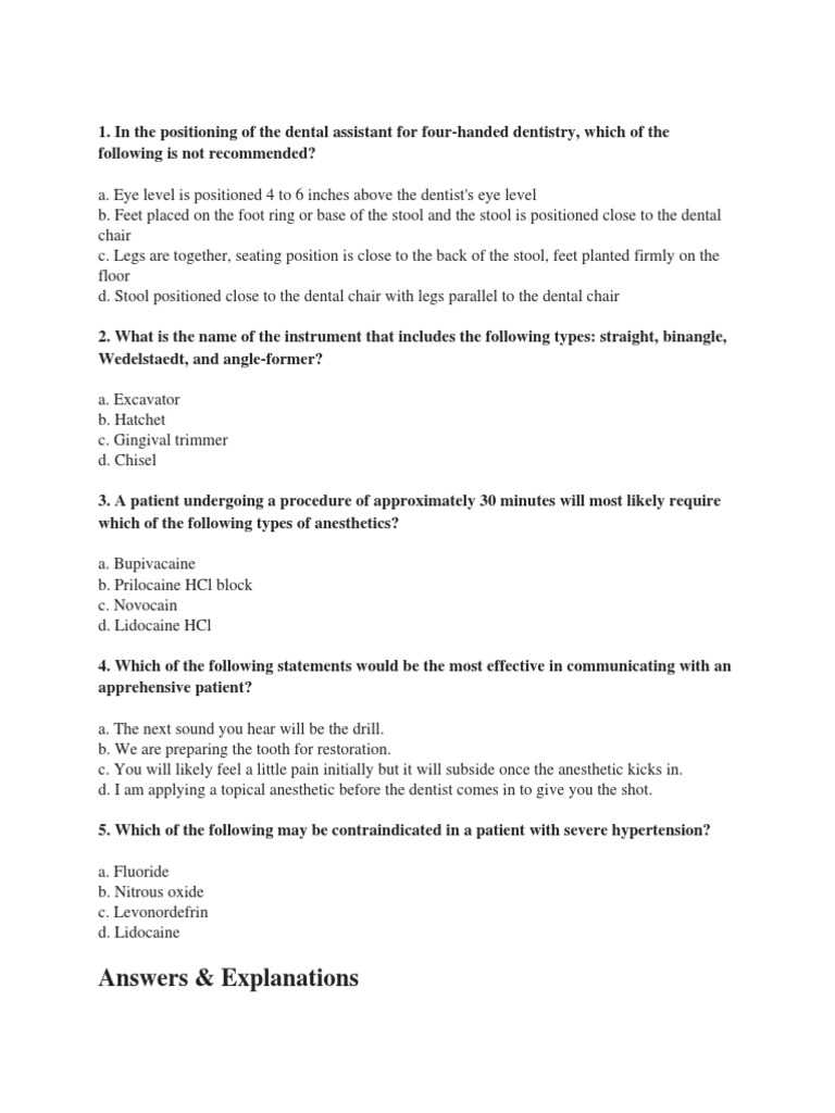 dentistry board exam questions and answers