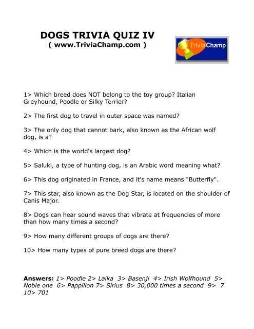 dog trivia questions and answers