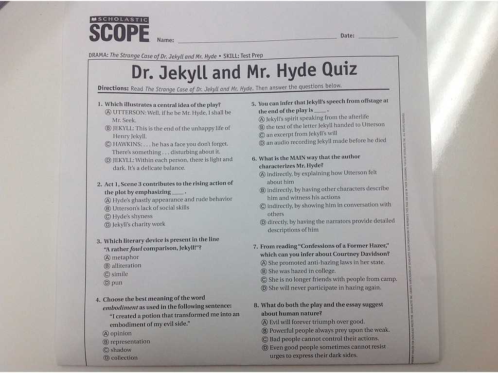 dr jekyll and mr hyde questions and answers