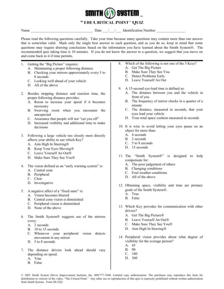 driver improvement final exam answers