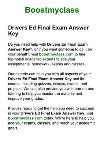 driversed com final exam answers