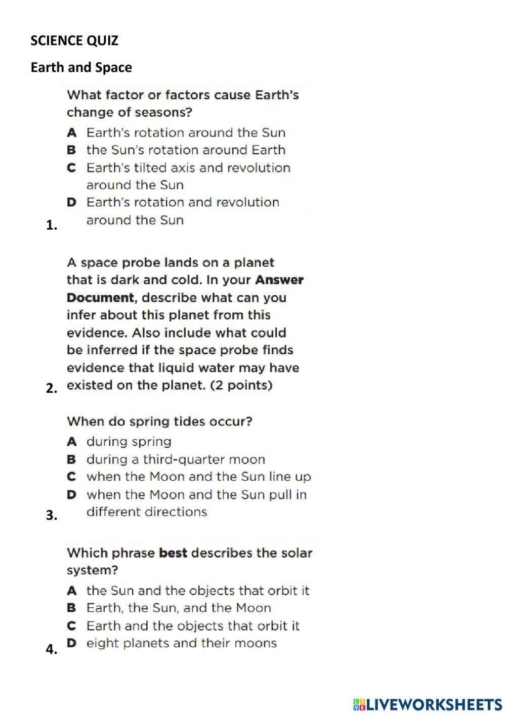 earth and space science final exam answers