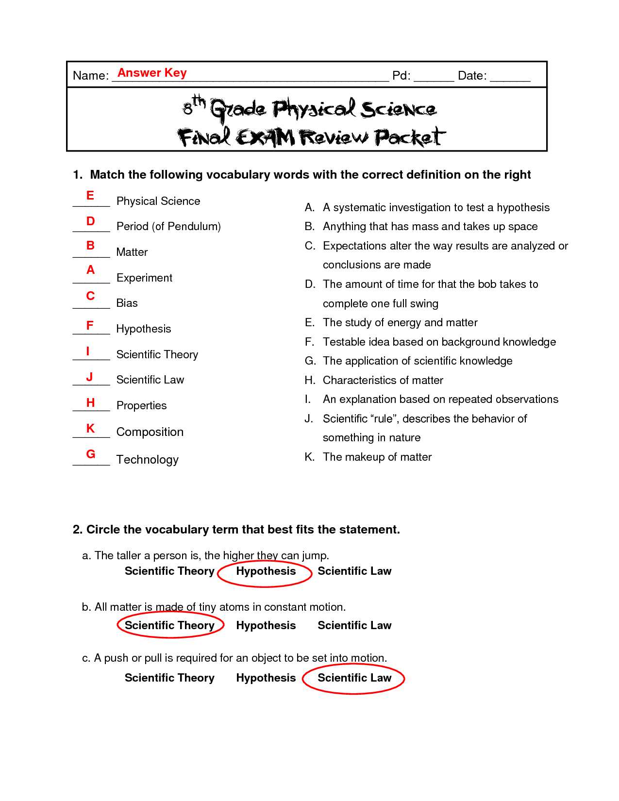 earth science final exam review answers