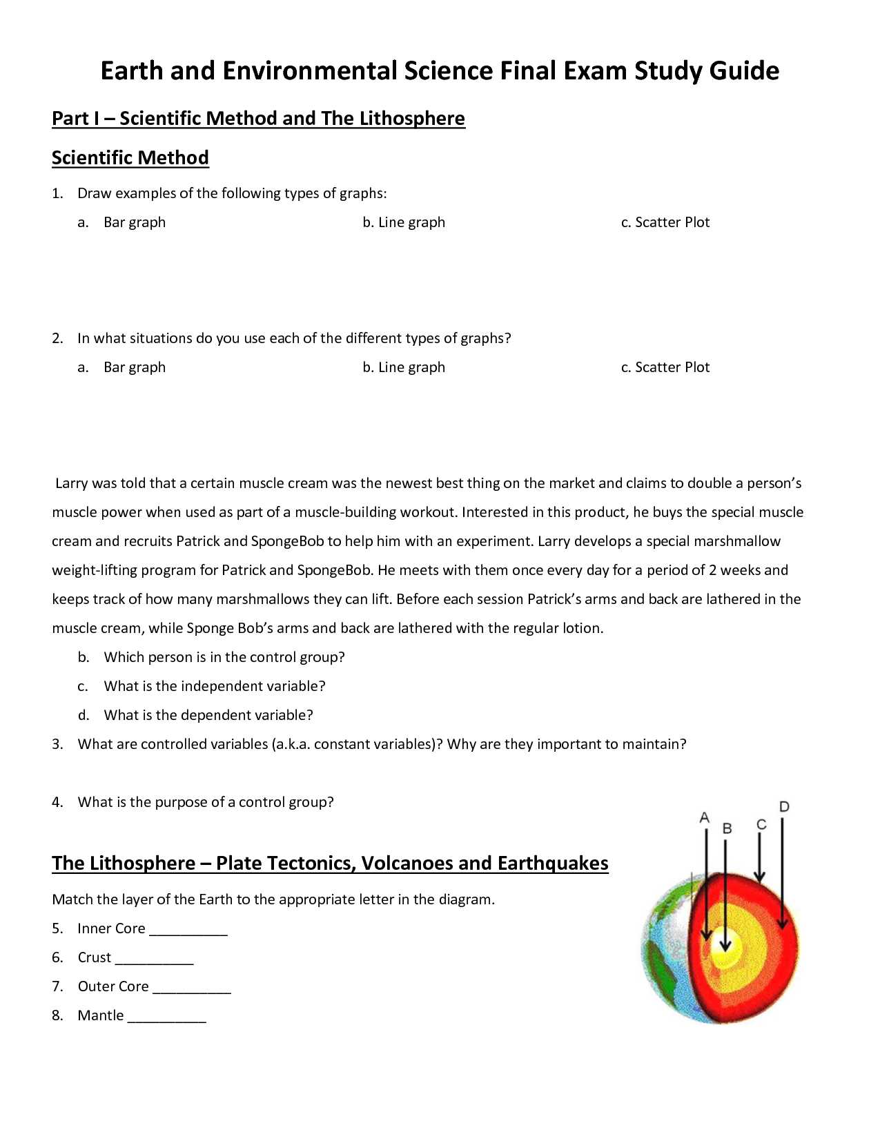 earth science final exam review answers