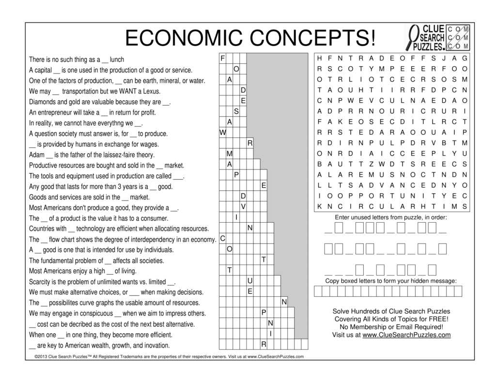 economic crossword puzzle answers