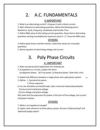 electrical technology exam questions and answers