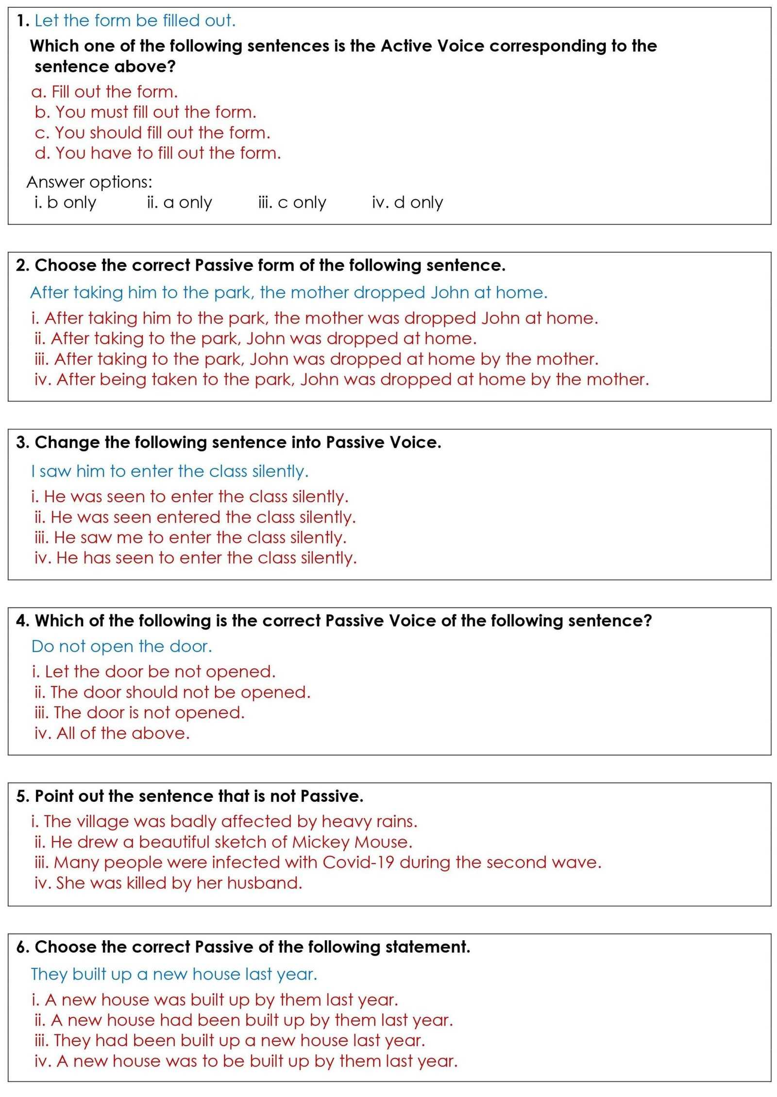 english grammar questions and answers for competitive exams