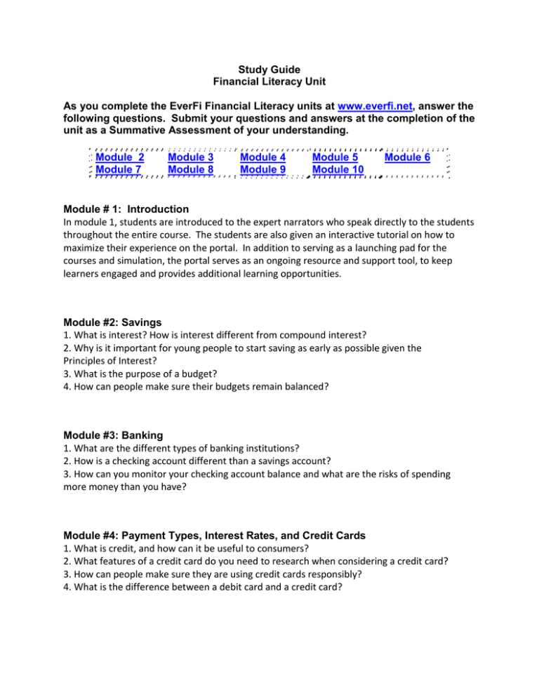 everfi module 4 answer key