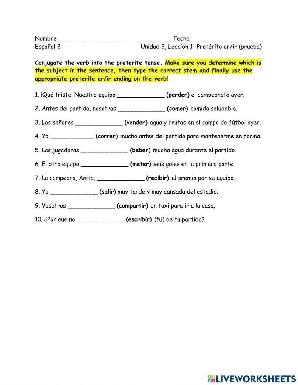 examen leccion 2 answer key