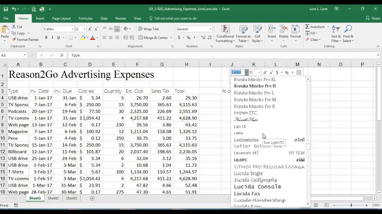 excel module 3 sam exam answers