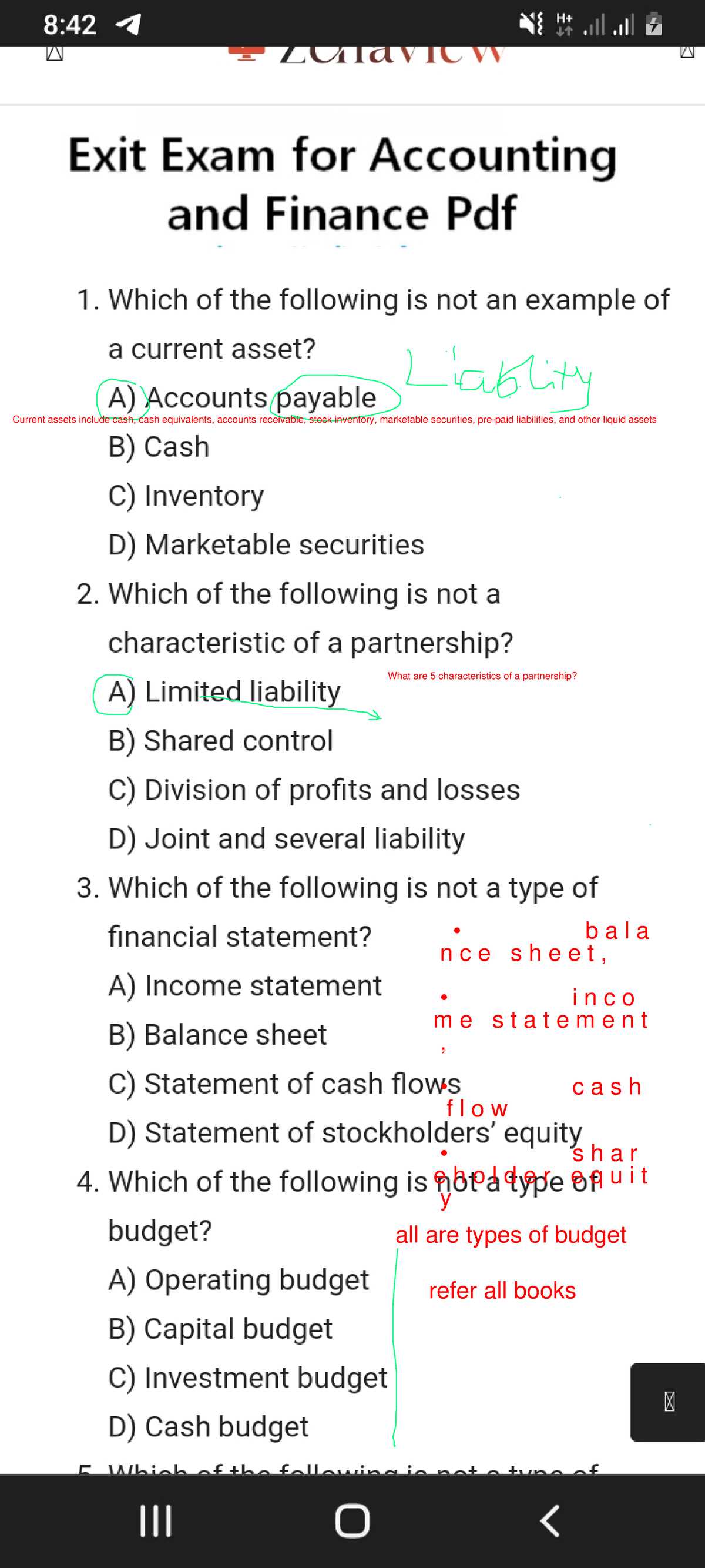 exit exam questions and answers