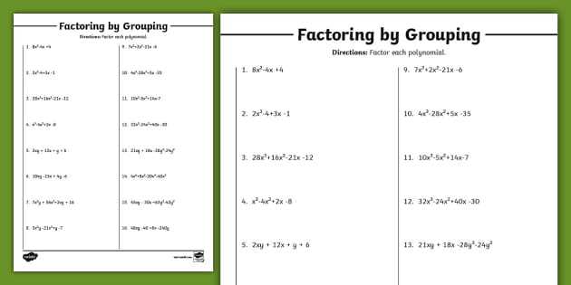 factoring day 2 worksheet answers