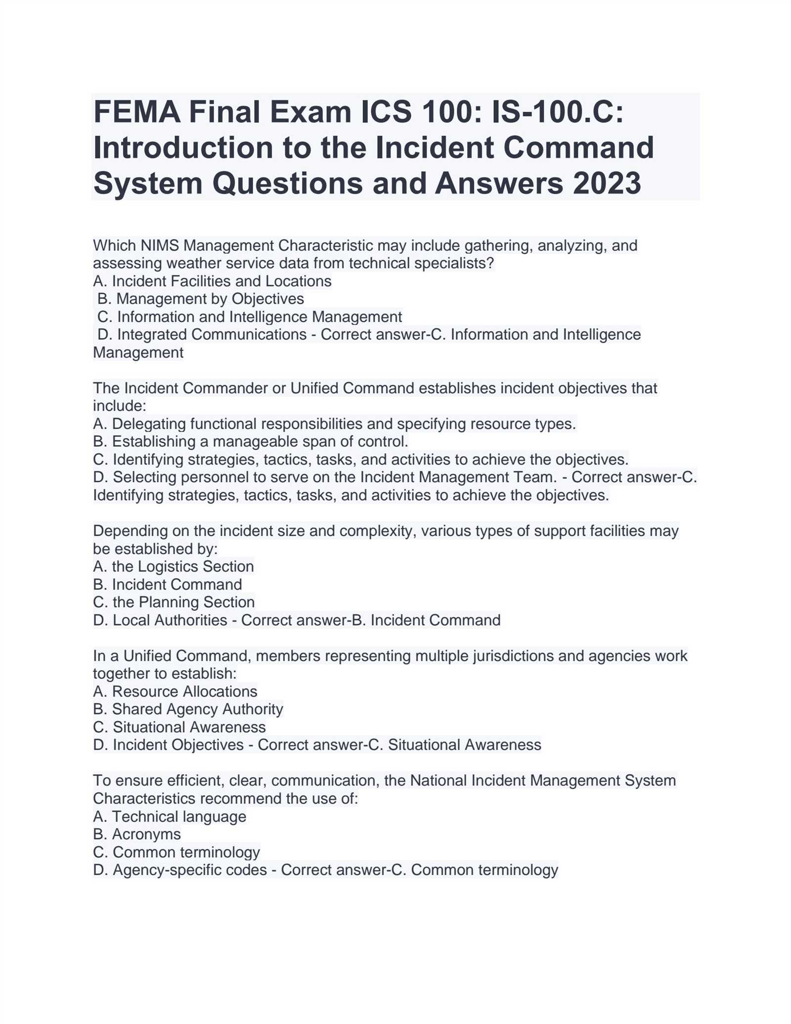 fema independent study course answers