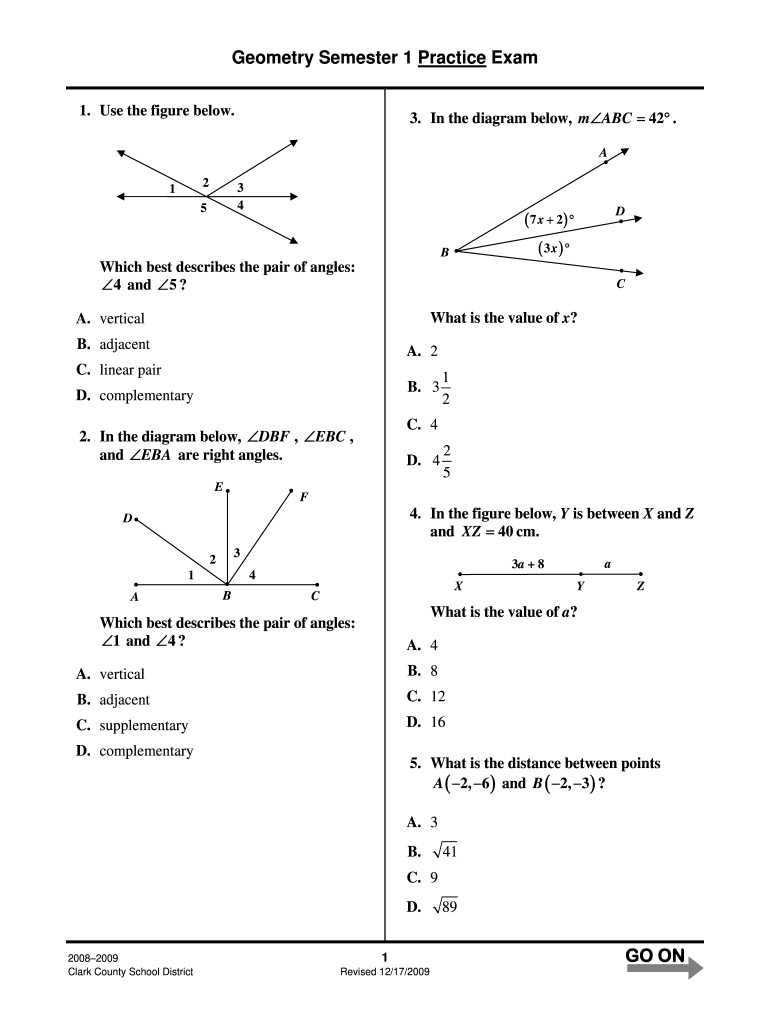 final exam review geometry answers