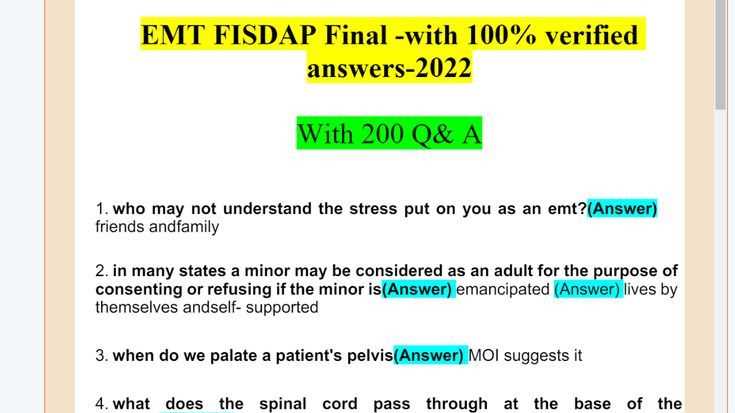 fisdap emt exam answers