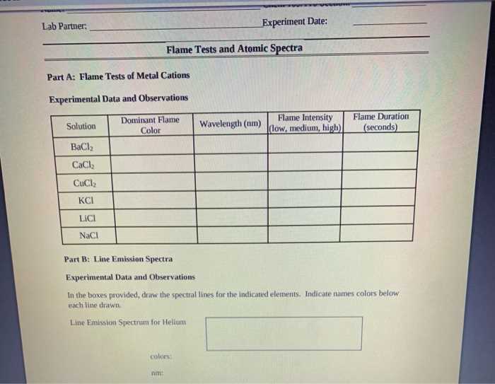 flame test lab analysis answers