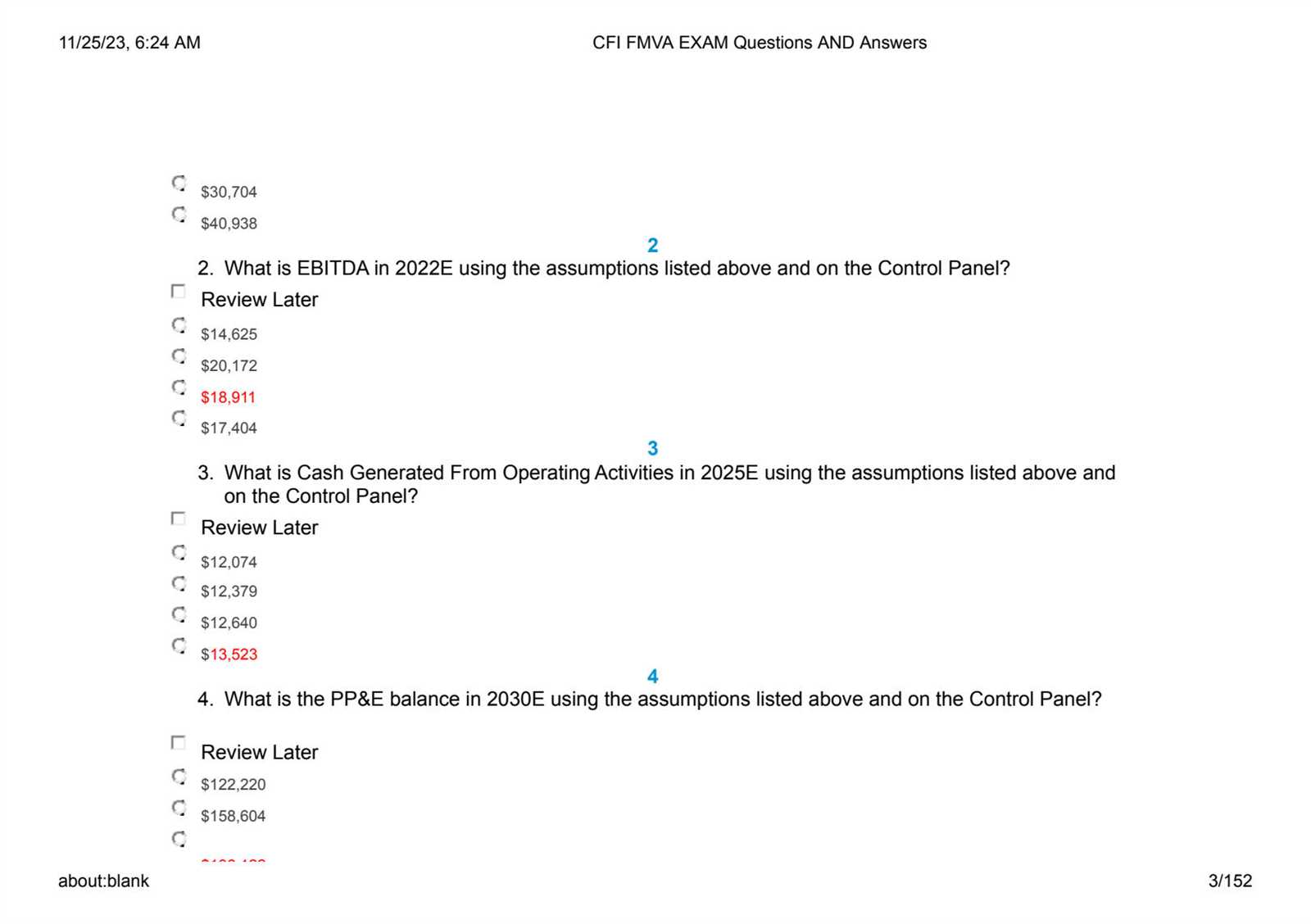 fmva exam questions and answers