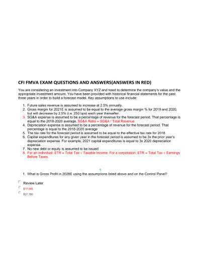 fmva exam questions and answers