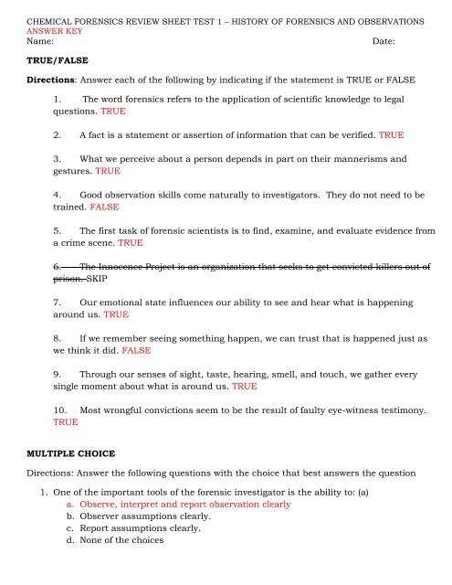 forensic science chapter 8 review answers