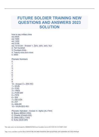 future soldier training exam answers