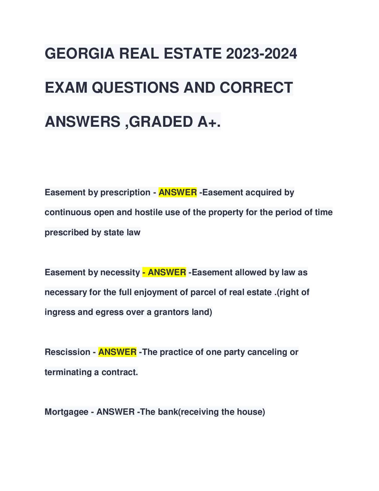 ga real estate practice exam